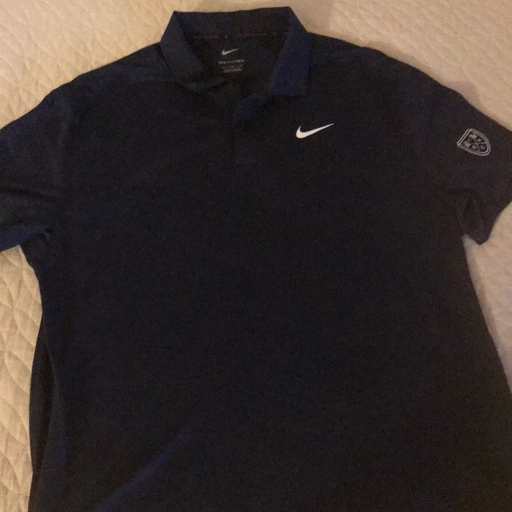 Nike Tiger Woods Navy Blue Golf Polo Shirt Size Large